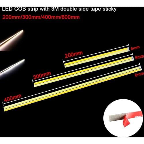 10pcs LED COB bar thin Strip 600MM 400MM 300MM 200MMx6MM 12V DIY Lights Outdoor Indoor with 3M sticky lighting project tube