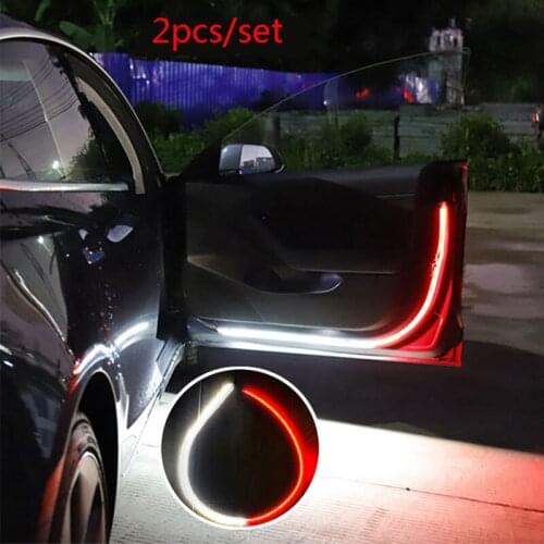 2Pcs Car Door Opening Warning LED Lights Strips Anti Rear-end Collision Safety Light Welcome Flash Lights Universal Car Light