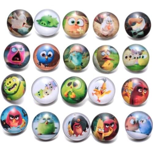 20pcs/lot Cute Elf Pattern Charms 18mm Glass Snap Button For DIY Bracelet Snaps Jewelry KZ0221