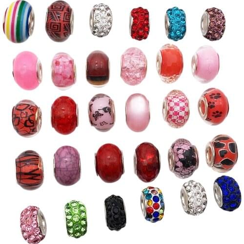 30x Glass Beads for Jewelry Making, Lampwork Murano Beads for Bracelet Necklaces