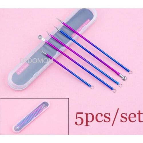 4/5pc Stainless Steel Acne Removal Needles Pimple Blackhead Remover Tools Spoon Face Skin Care Tools Needles Facial Pore Cleaner