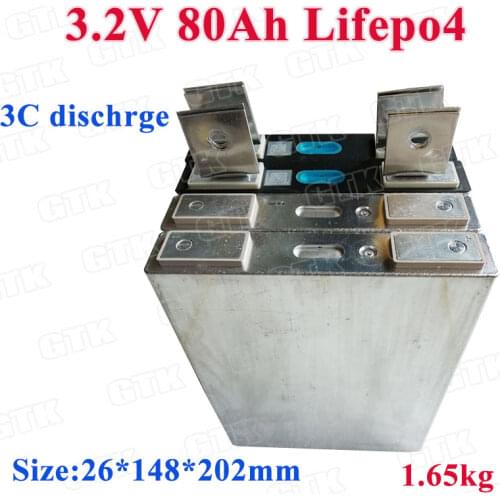 4pcs Original Great 80Ah lifepo4 3.2v cell prismatic LiFePo4 battery pack 3C discharge diy 12V electric vehicle car miners lamp