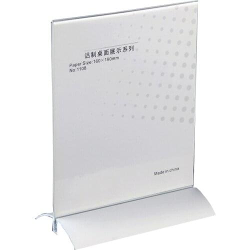 6 units/pack) Acrylic Top Loading Double Sided Display Sign Holder with Silver Aluminium Base for hotel,cafe,restaurant ADS006