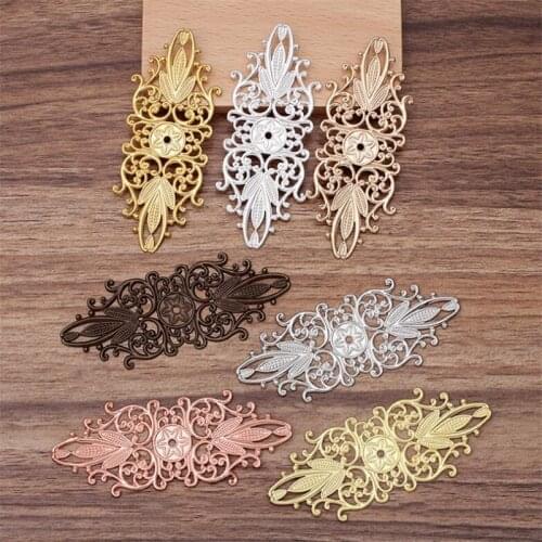 BASEHOME 10pcs/lot 35x87mm Vintage Retro Copper Flower Charms Pendant Jewelry Findings DIY Fashion Jewelry Handmade Material