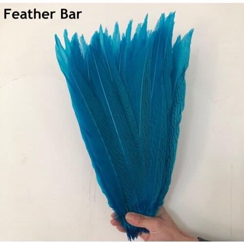 Free Shipping 50/pcs Turquoise Blue 50-55cm 60-65cm Silver Pheasant Feathers Natural White feather Fly/Fishing/Craft decoration