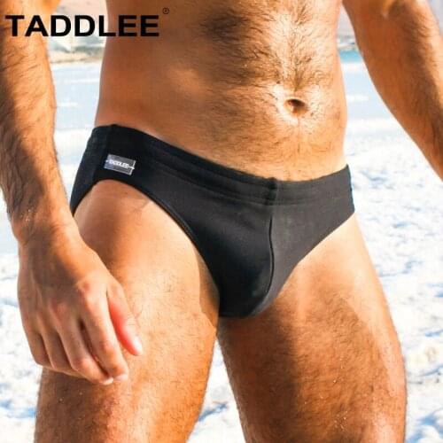 Taddlee Brand Men Swimwear Sexy Swimming Briefs Bikini Black Solid Color Swimsuits Man Bathing Suits Surfing Board Boxer Trunks