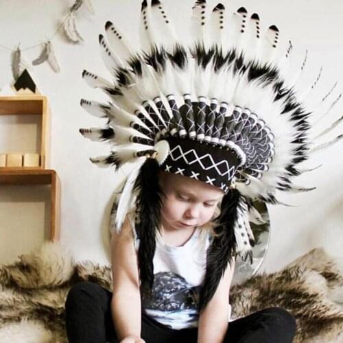 24pcs feather Child Baby Indian Style Headband Headdress Party Decoration Photo Prop Durable Adjustable Headband for Outdoor