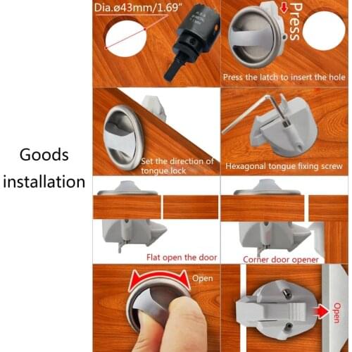 Motorhome Door Lock Caravan Wardrobe Lock Toilet Bathroom Handle Rotating Lock 77HF