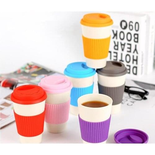Eco-Friendly Bamboo Fiber Coffee Mug Milk Mug With Lid Portable Beer Mugs Tea Cups Milk Cup For Home Office Drinkwares 400ML