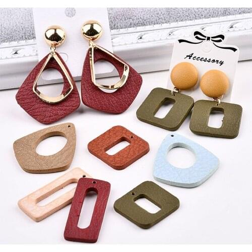 Korean winter leather accessories DIY ear drops square rectangular geometry all-match earrings hair material package