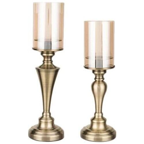 Metal Glass Candle holder Candlestick Decoration Cylinder Glass candle stand Home Decoration wedding party accessories