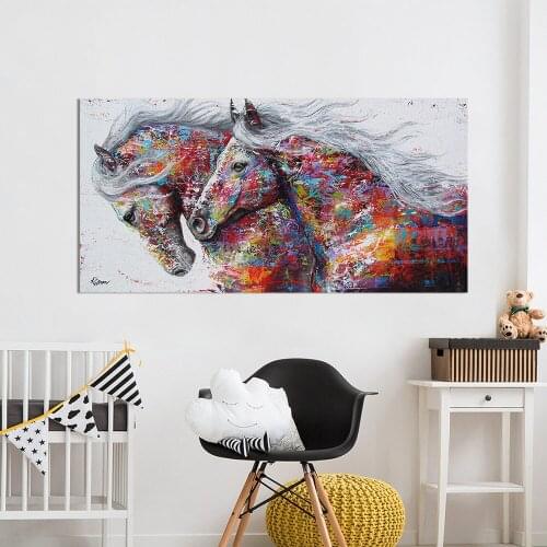 Wall Art Canvas Painting Animal Picture Posters Prints Color Abstract Horse Portrait Home Decor No Frame Artwork Dropshipping