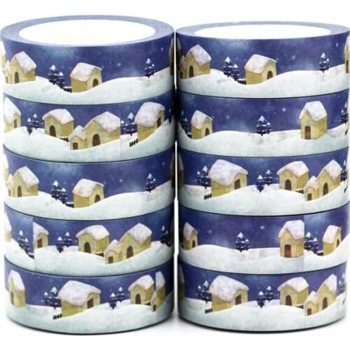 NEW 10pcs/Lot Decorative Lovely House and Tree Winter Snow Washi Tapes DIY Scrapbooking Planner Adhesive Masking Tape Papeleria