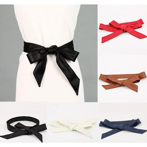 New Lace Up PU leather Wide Corset Cummerbunds Belts For Women Girls Waist Slimming Girdle Belt Bow Ties Belt Ladies Waistbands