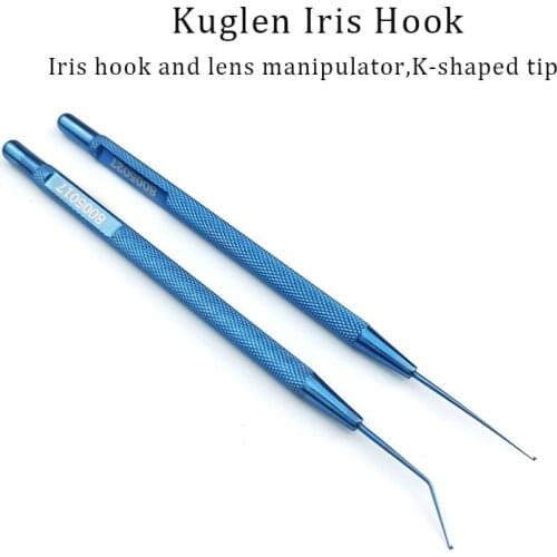 Titanium Alloy Kuglen Iris Hook and Lens Manipulator Push-pull Ophthalmic Instrument Hook Straight and Angle Tips
