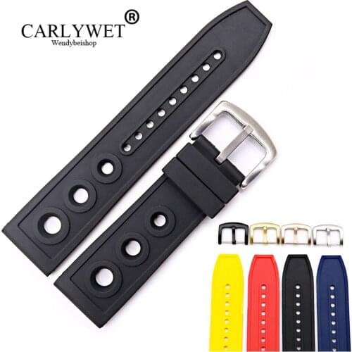 CARLYWET 22 24mm Wholesale High Quality Rubber Silicone Replacement Wrist Watch Band Strap Loops Belt For Breilting Superocean