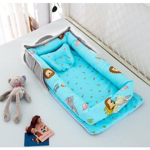 Portable bed bed, back, storage, isolation protection, removable and washable stereotyped pillow box bag type cotton crib betten