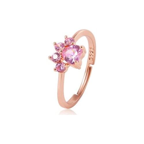 New fashion Cat paw cat footprint zircon opening adjustable ringFor Women girl Accessories jewelry wholesale