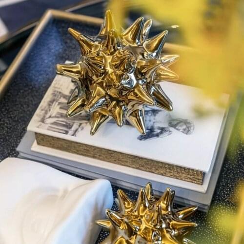 Luxury Modern Golden Sea Urchin Ball Creative Office Living Room Home Decoration