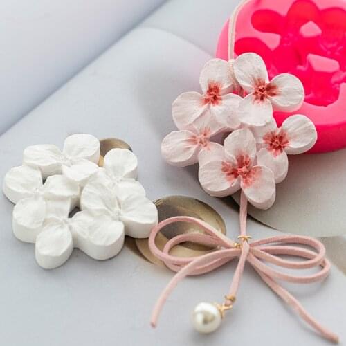 Sakura hydrangea with holes Silicone Mold 3D flower Clay moulds cake mould Handmade Soap Making mould