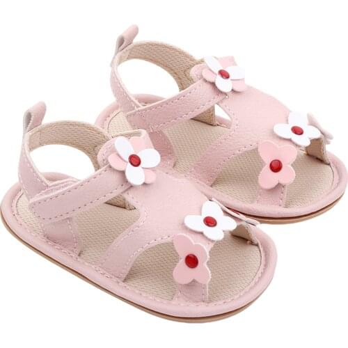 Infant Baby Girls Anti-slip Flat Shoes Flower Pattern Soft Sole Sandals Summer Shoes For Baby Girls 0-12Months