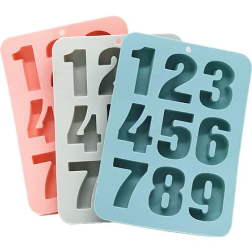 1-9 Number Silicone Cake Mold 3D DIY Fondant Cake Mould Silicone Chocolate Cupcake Pastry Molds Ice Cube Maker Molds Baking Tool