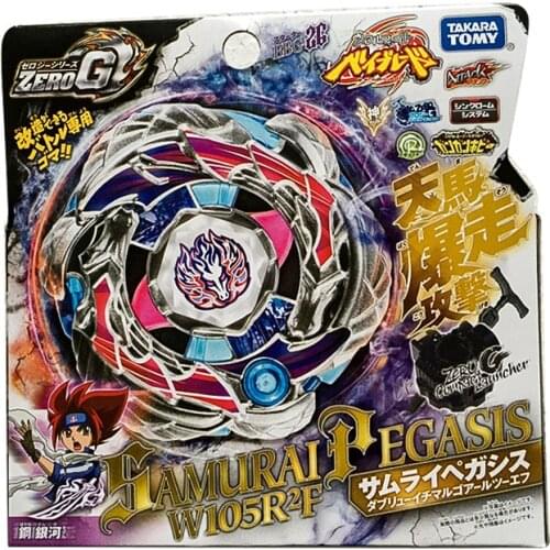 Takara Tomy Original BBG26 Beyblade Burst Turbo Metal Fusion with launcher Attack Bey balde Metal Toys Samurai Pegasis W105R2F