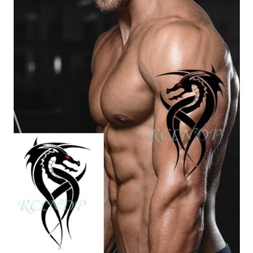 Waterproof Temporary Tattoo Sticker Black Flying Dragon Creative Personality Fake Tatto Flash Tatoo Stickers for Girl Women Men