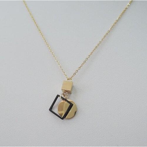 High quality top fashion necklace ,stainless steel ,anti-allerge , square shape pendant necklace,silver and gold colors