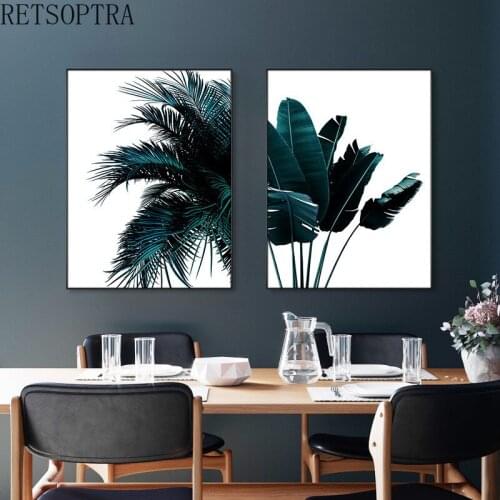 Green Tropical Plants Canvas Painting Wall Art Poster Pictures Home Decor Coniferous Palm Tree Leaf Kitchen Home Decoration
