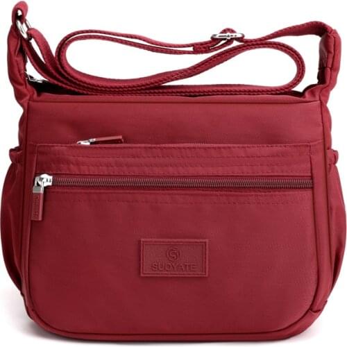 Women Fashion Solid Color Zipper Waterproof Nylon Shoulder Bag Female Crossbody Bag Ladies Bolsa Waterproof Travel Messenger Bag