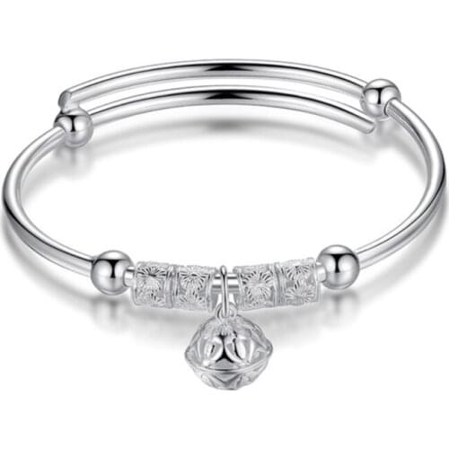VENTFILLE 925 Sterling Silver Hollow Bells Ball Bangle For Women Adjustable Girl Gifts Party Wedding Jewelry 2021 New