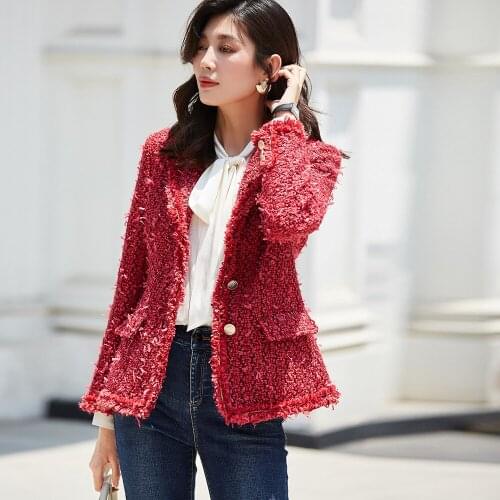 Spring and autumn coats and jackets women women clothes 2019 New autumn Fashion red tweed short suit ladies jackets jaket women
