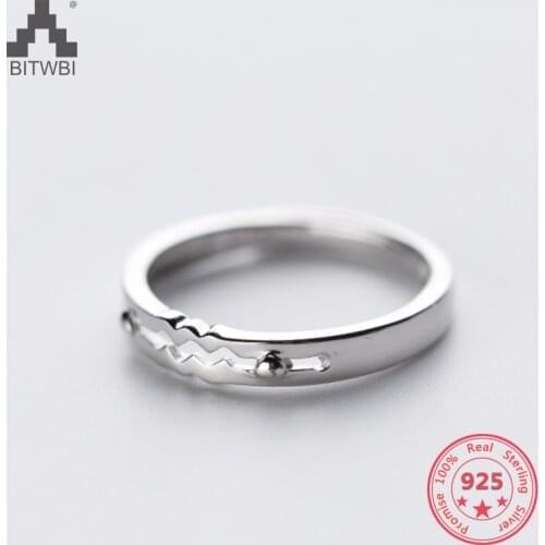 Factory Price 100% 925 Sterling Silver Fashion Minimalism Wave Open Ring Fine Jewelry for Female