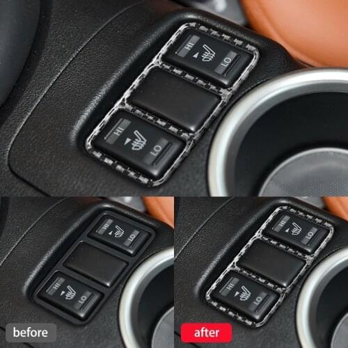 1Pcs for Nissan 370Z 2009-2020 Carbon Fiber Seat Heating Button Cover Panel Trim Frame Interior Accessories