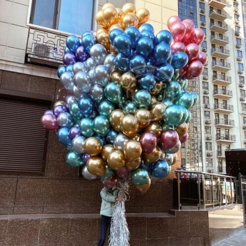 100pcs 10/12inch Chrome Metallic Latex Balloons Champagne Rose Gold Thick Helium Globos Wedding Birthday Party Decorations Kids