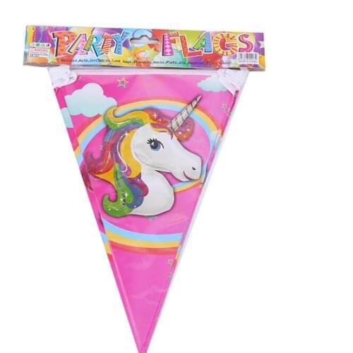 200SET Banner small Flags Unicorn Baby Birthday Party Supplies Flags Doll PVC Action Figures Kids Toy Birthday Gift
