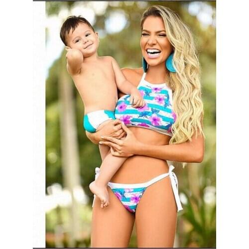 2020 family matching swimwear beachwear mommy and me swimsuit Toddler Baby Girls Swimsuit Split Bikini Set Straps Floral Print