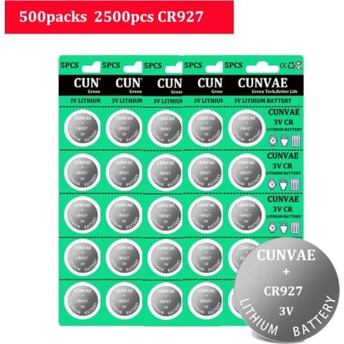 2500pcs 3V CR927 DL927 ECR927 5011LC Lithium Battery CR 927 Button Coin Cell Battery For Watch Toy Remote CUNVAE