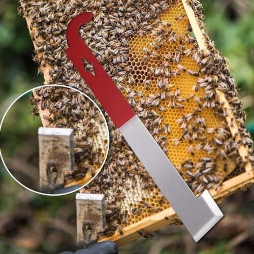 27cm Beekeeping Stainless Steel J Shape J-type Tool Curved Tail Red Scraper Beekeeping Multifunctional Bee Tools Hook Hive P0B2