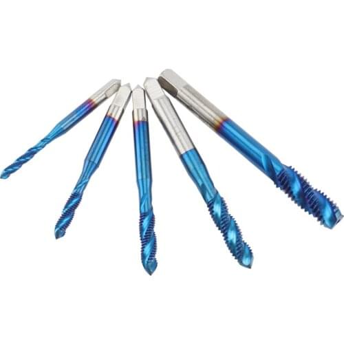 ABSF Thread Tap Set 5Pcs M3-M4-M5-M6-M8 HSS Screw Tap Drill Nano Blue Coated Right Hand Tap Drill Threading Tools
