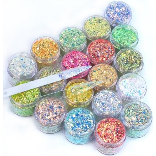 50g/bag Laser Flash Nail Powder Mixed Color Acrylic Chrome-plated Powder Holographic Glitter Decoration Nail Art Accessories