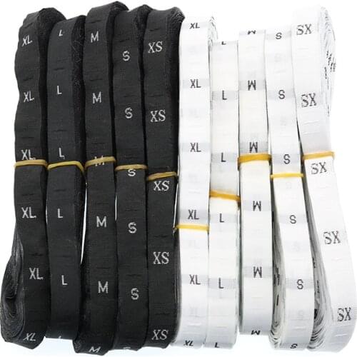 Clothing Label Size Suit Woven Label XS-3XL White Black 30 Mm (1.18 Inches) X 12 Mm (0.47 Inches) 1 Roll (About 480pcs-500pcs)