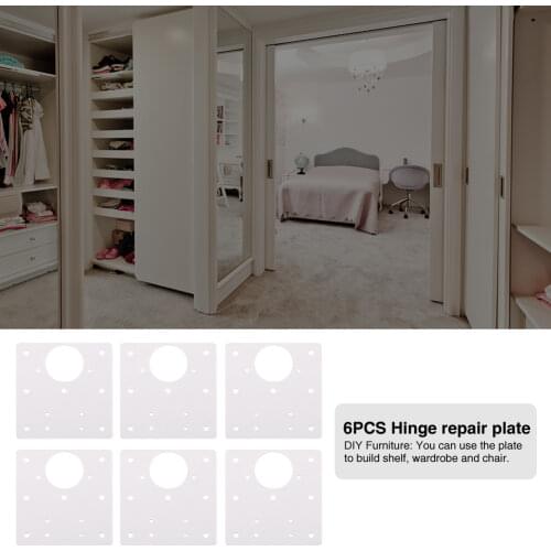 6pcs Hinge Repair Plate Window Furniture Kitchen Cupboard Cabinet Door Home ABS Hinge Fixing Plate Cabinet Door Repair Plate