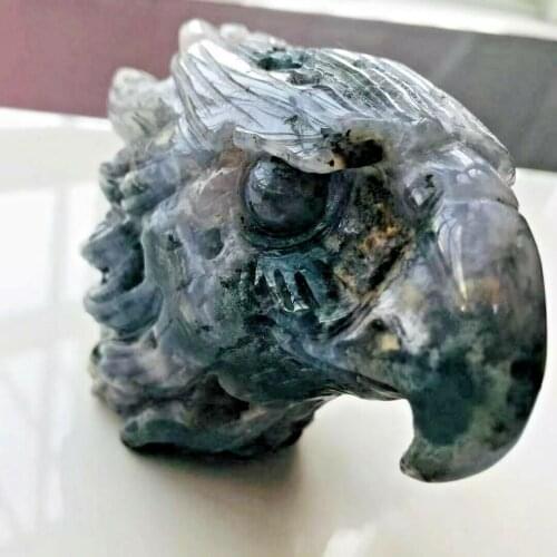 601g+ Natural water grass agate crystal hole eagle handmade carving 1pcs