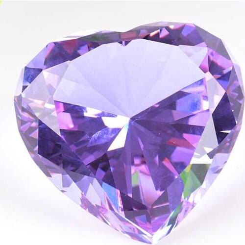 90mm Heart Shape Crystal Diamond Figurine Glass Paperweight Party Home Decor Ornaments Birthday Wedding Souvenir Christmas Gift