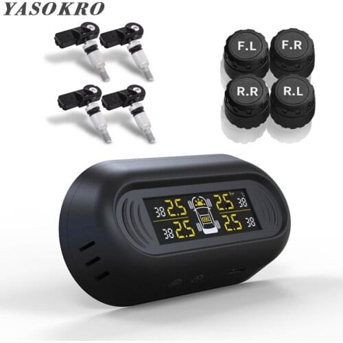 Car TPMS Tire Pressure Alarm Monitoring System Tyre Pressure Sensor Auto Security Alarm monitor System Solar Power charging