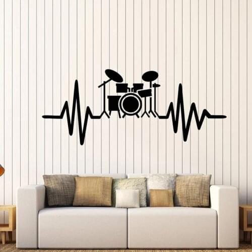Drum Kit Wall Decal Drummer Musician Music Lover Vinyl Art Murals Wall Sticker Musical Studio Bedroom Living Room Home Decor