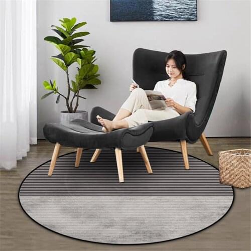 Wishstar Black Gray Strip Large Room Rug Round Carpet Kids Room Chair Cover Rug Modern Home Decoration