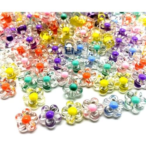 30pcs/lot 12mm Colourful Flowers Acrylic Loose Spacer Beads for Jewelry Making DIY Bracelet Earrings Accessories